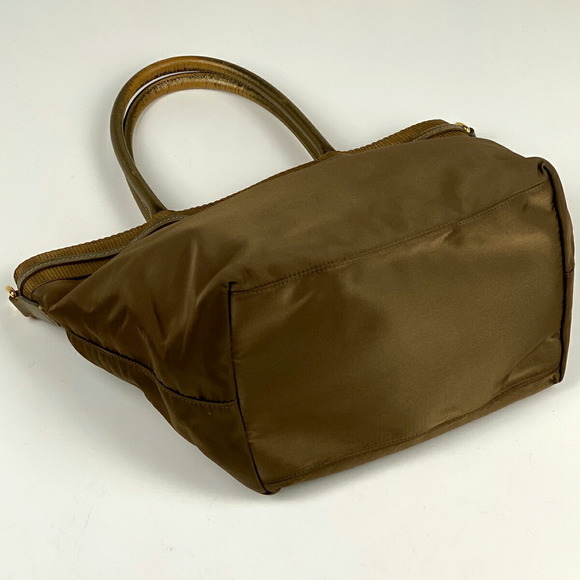 Prada Logo Handbag Tote Bag Nylon Brown - Picture 2 of 6